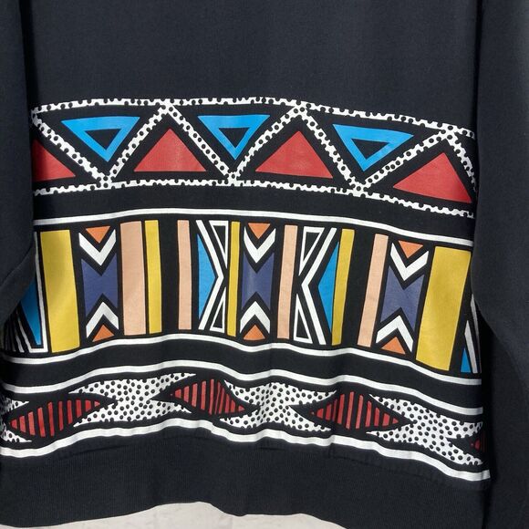 Divided Mens Sweatshirt L Pullover Black Geometric Print Multicolor Crew Neck - Picture 2 of 7